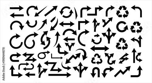 Cuadro en lienzo Collection of Various Arrows and Symbols on White Background, Icon Set