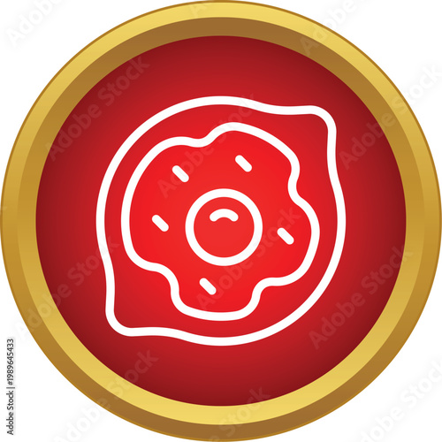 Georgian khachapuri national dish with egg icon inside red circle