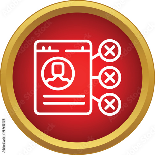 User profile icon with connected rejected nodes, depicting restriction or ban