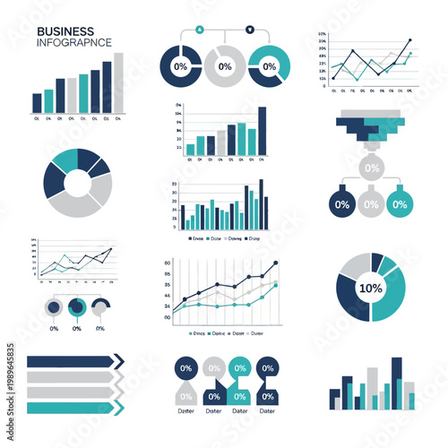 Business Infographic Elements: Charts, Graphs, Diagrams, Data Visualization