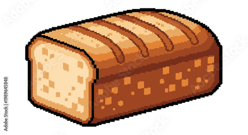 Pixel Art Loaf of Bread - Freshly Baked Food Illustration