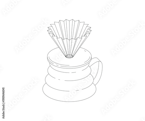 I create vector line icon coffee dripper with server manual brewing method