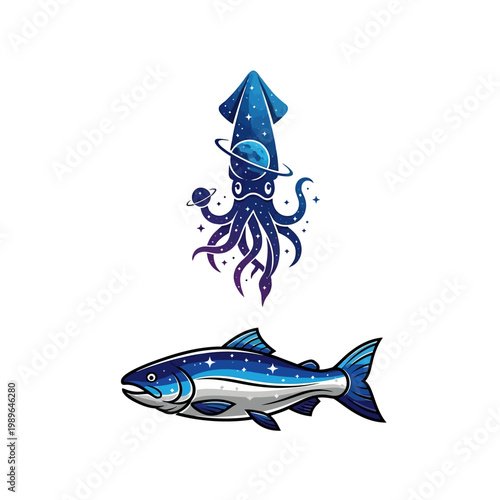 Cosmic Squid and Starry Salmon Duo