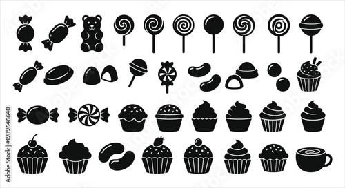 Collection of Sweet Treats and Candies Icon Set