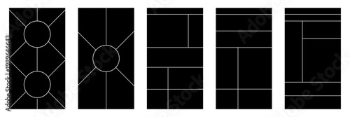 Image collage layout template. Beige mosaic mood board grid collection. Picture frame set. Photo album idea for banner, poster, comic page, flyer, brochure, booklet, memory 