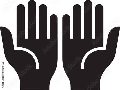 Black and white of two open hands palms facing forward palms forward symbol