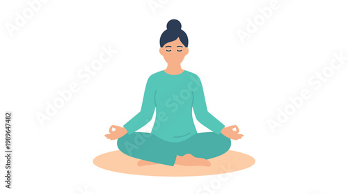 Woman Sitting in Meditation Posture.