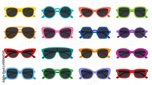 Colorful Sunglasses in Various Shapes.