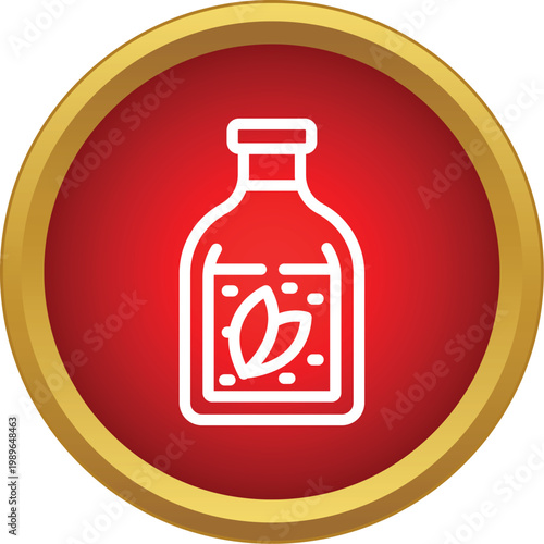 Natural herbal oil bottle with leaves inside showcasing healthy aromatherapy content