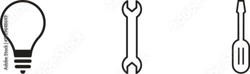 Screwdriver and bulb Icon Minimal Tool Communication Symbol