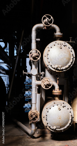 Pipes in the boiler building at the decommissioned Manresa Island power plant, Norwalk, CT.