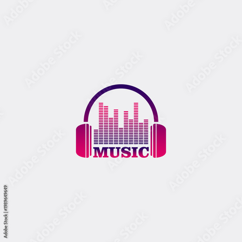 A modern and energetic music logo perfect for representing the audio visual industry, recording studios, or music streaming service platforms.