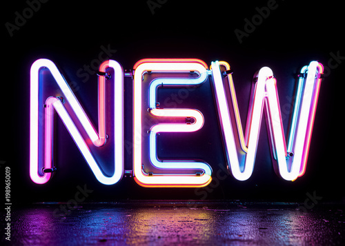 A glowing neon sign saying 
