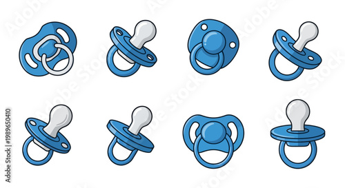 Set of Blue Pacifiers for Babies