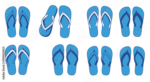Blue Flip Flops Collection Summer Beach Footwear