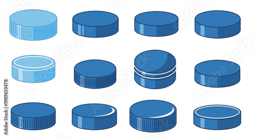 Collection of Blue Bottle Caps and Lids