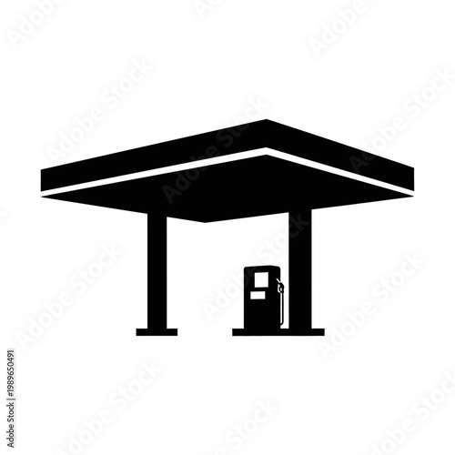 Gas Station Silhouette - Fueling Up with Automotive Energy.