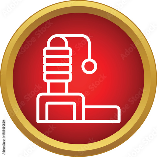 Cat scratching post with hanging ball toy for pets, simple outline icon