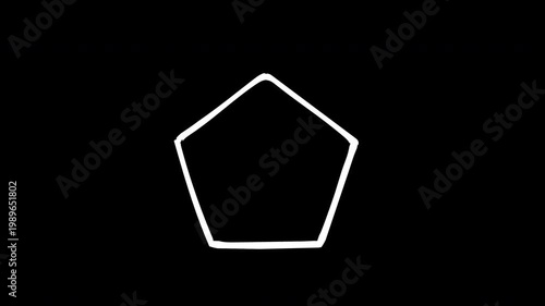 White sketchy pentagon shape animation with transparency