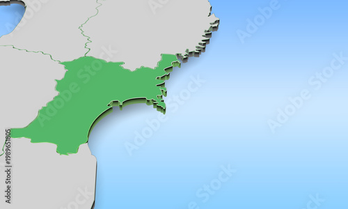宮城県のマップ・背景は水色グラデーション・CGグラフィック素材・左側