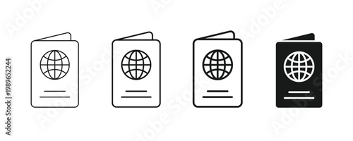Passport icon. Travel document symbol. Tourist visa symbol. International id pictogram. Immigration illustration. Vector Illustration