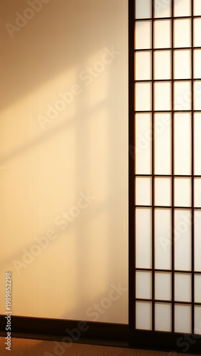Exploring Minimalist Architecture: The Tranquil Beauty of Traditional Shoji Screens in Warm Natural Light