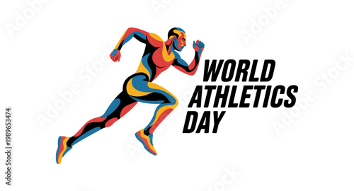 World Athletics Day Running Athlete Sports Illustration. World Athletics Day, International Day of Sport for Development and Peace, Olympic Day