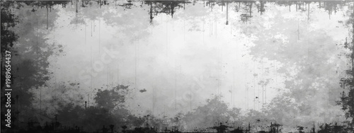 A monochrome, textured rectangular frame with a grunge, cloudy aesthetic. The blurred edges and uneven distribution evoke a sense of age and artistic detail.