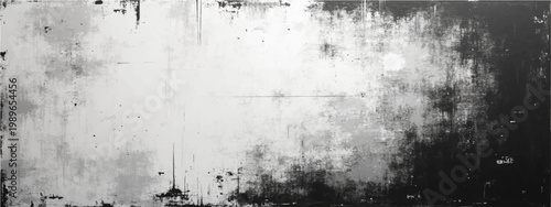 An abstract black and white grunge art decor for background design. The painting's chaotic and textured aesthetic evokes feelings of mystery and artistic expression. 