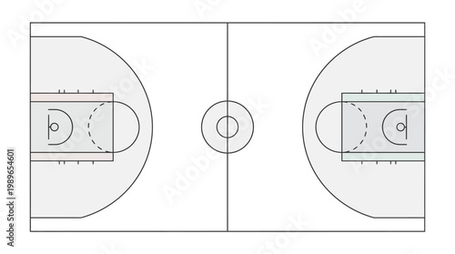 Full Basketball Court Layout Illustration Bright Background