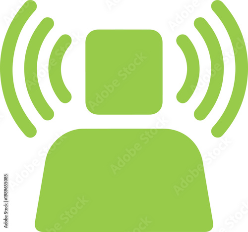 Lime green of a person with sound waves signal communication