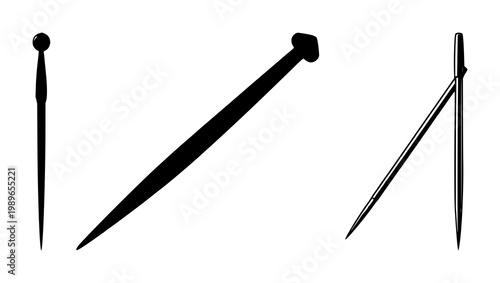 Acupuncture needle set with single solid black icon on white background featuring acupuncture, medical, needle with health and wellness