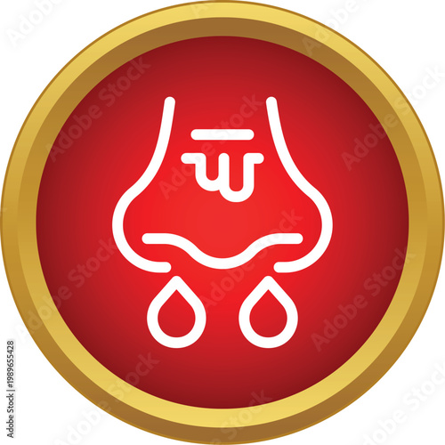 Runny nose symbol within a red circle depicting illness or allergy symptoms