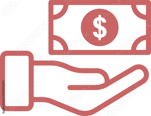 Red of a hand with a dollar bill money finance