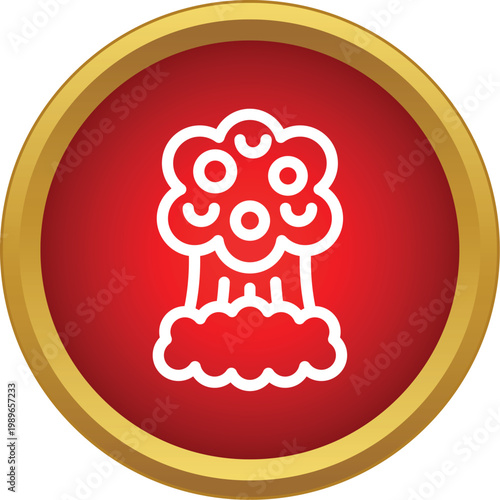 Nuclear mushroom cloud icon symbolizing disaster, danger, and conflict