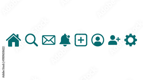 A collection of user interface icons representing common actions in a digital environment