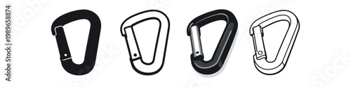 Climbing Carabiner Icons Set