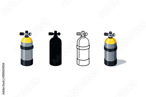 Scuba Tank Icons Set