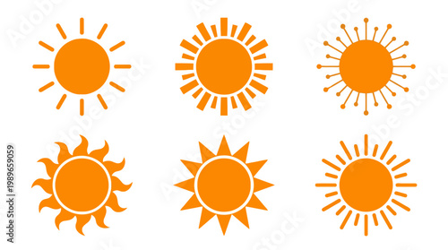 Collection of various sun icons.