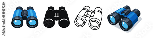 Binoculars Icon Set