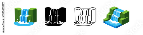 Stylized Waterfall Icons