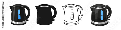 Electric Kettle Icons Set
