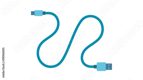 Blue USB cable with connectors.