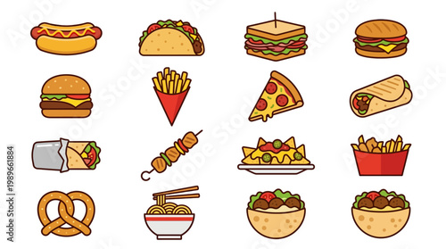 Variety of Fast Food Items Displayed.