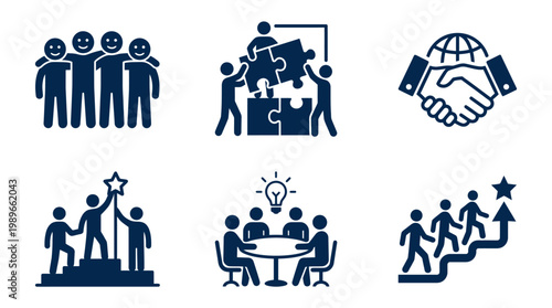 Business people teamwork collaboration icons.