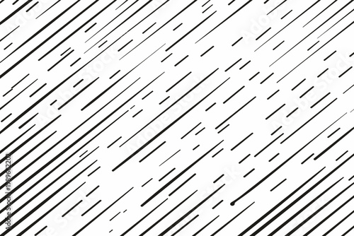Billede på lærred Abstract Black Diagonal Motion Lines Pattern on White Background