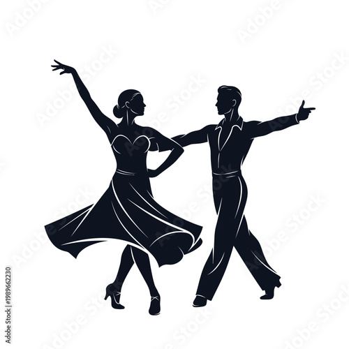 Ballroom Dance, Silhouette Couple, Waltz, Tango Vector isolated on White Background vector eps silhouette