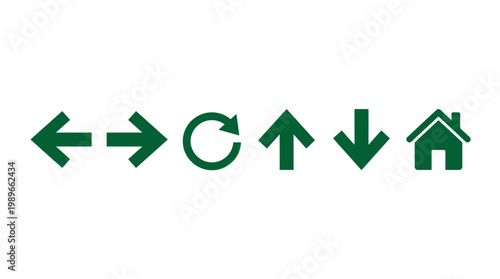 Set of directional and functional icons representing navigation and actions in user interface