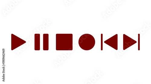 Abstract representation of media control buttons in a minimalist design on a white background