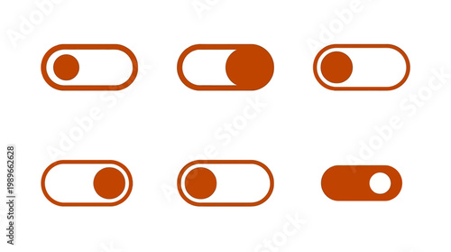 Collection of toggle switch designs showcasing various on-off states in a minimalistic style